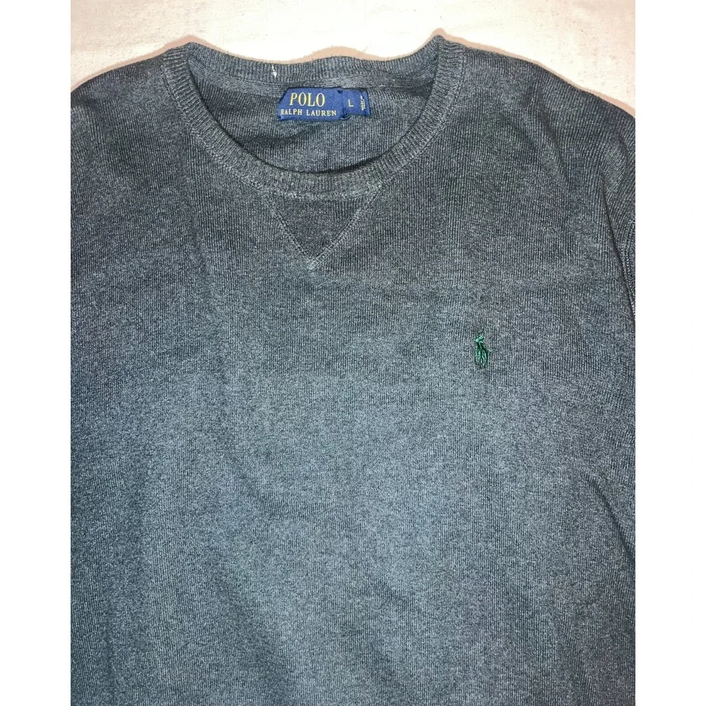 Polo Ralph Lauren Pullover Sweater Gray Logo Men's SZ L U80